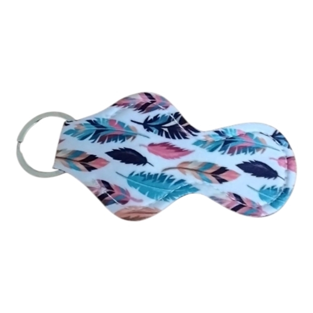 Colorful Feather Print Keychain Holder